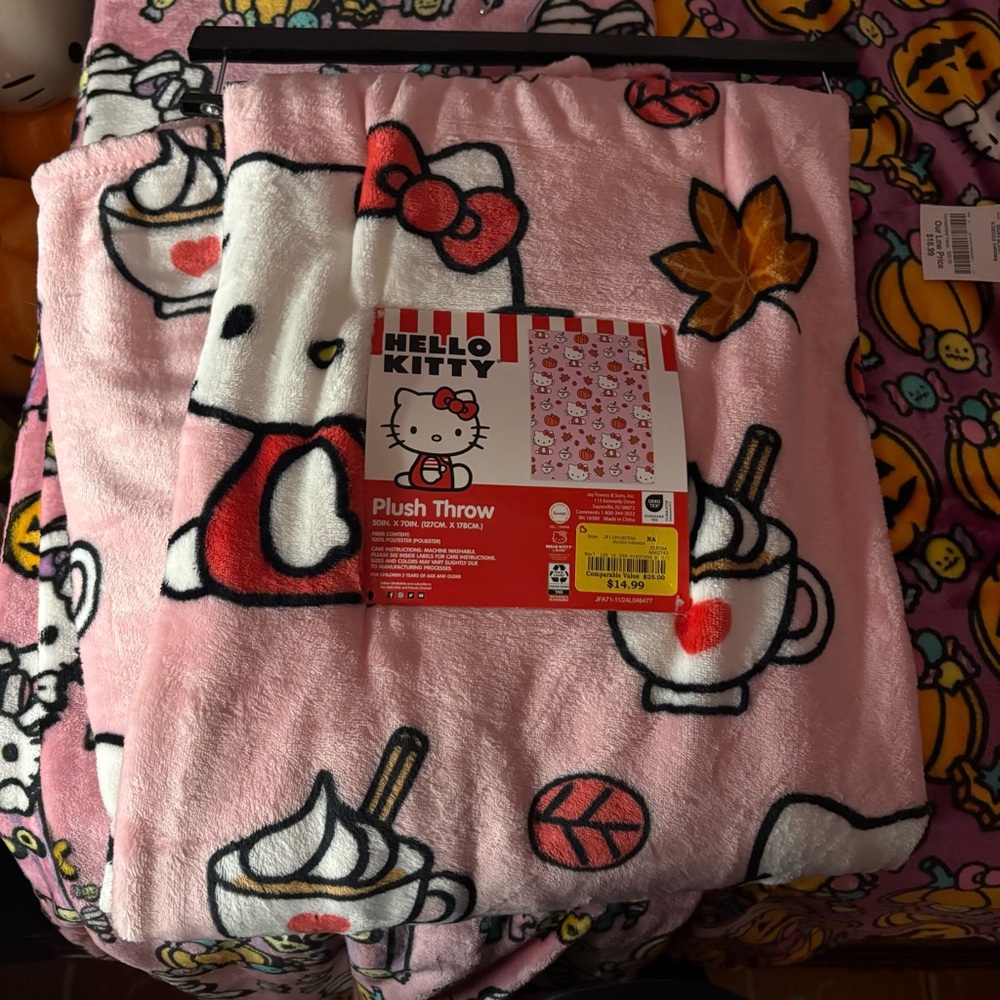 Hello Kitty Pink and Red Plush Throw